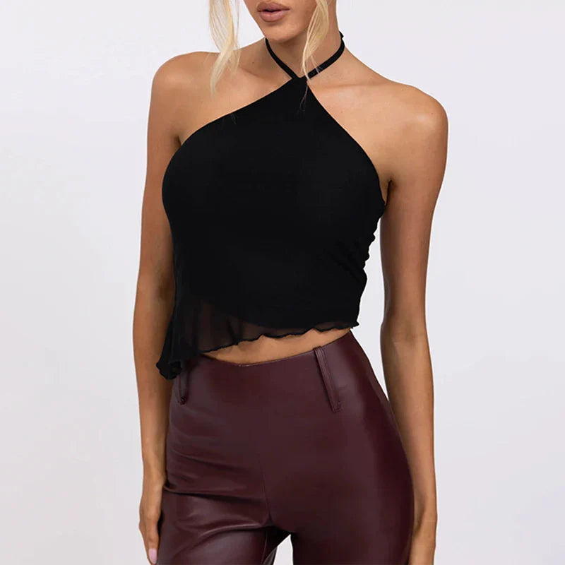Clothing Supplier Summer Crop Tank Top Elegant Sexy Women Halter Asymmetrical Vest Women's Breathable Tank Tops