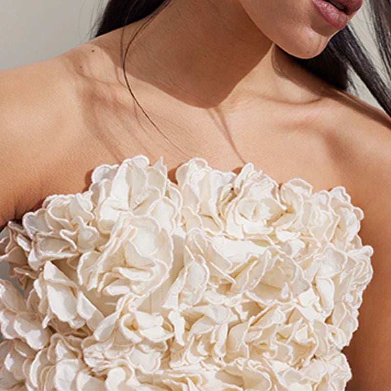 China Manufacturer Chic Fashion Crop Tops Summer Hot Sexy Corset Tops Sweet Floral Bustier Top