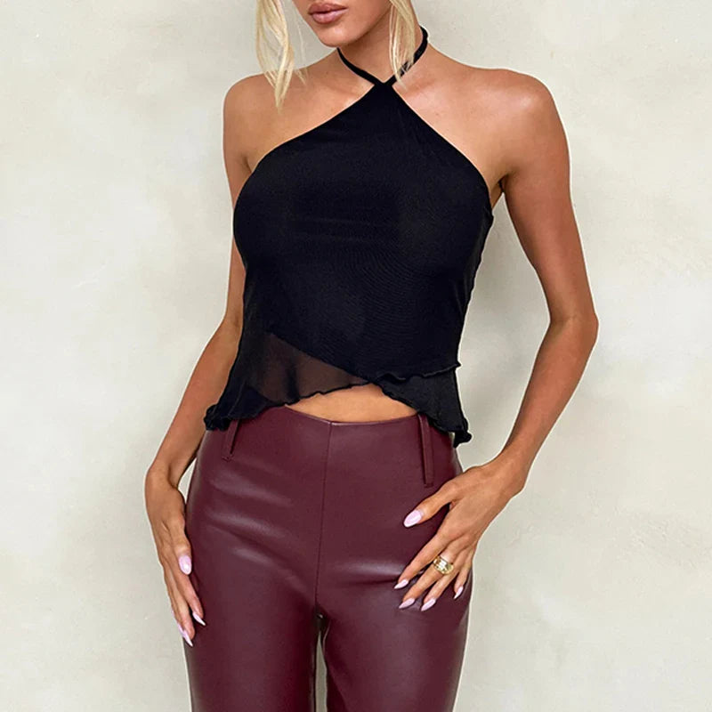 Clothing Supplier Summer Crop Tank Top Elegant Sexy Women Halter Asymmetrical Vest Women's Breathable Tank Tops