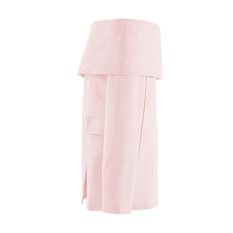 AL 24T159 One-Shoulder Women Blazer Jacket Polyester Strapless Solid Color Suit Long Sleeves Elegant Women Suits Blazers