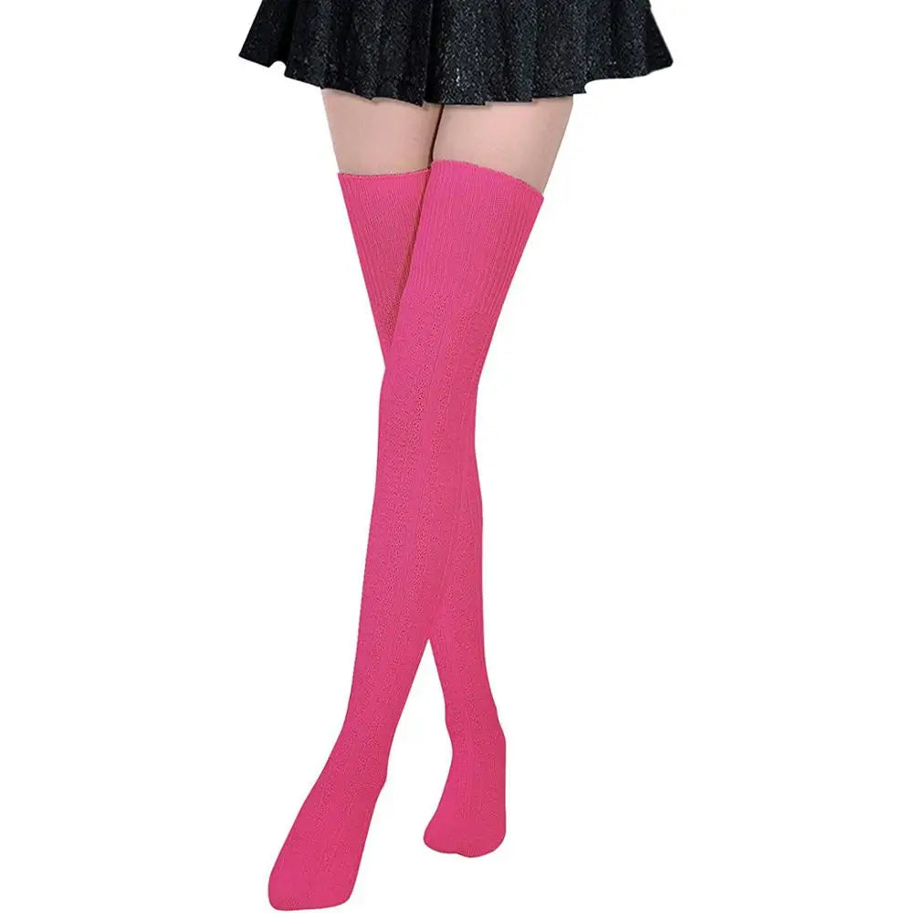 XIANGHUI Custom Extra Long Cotton Thigh High Socks Over the Knee High Boot Stockings Cotton Leg Warmers