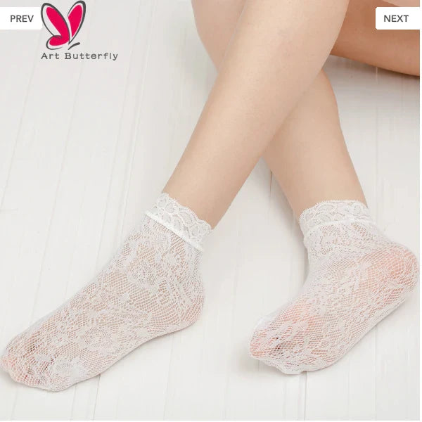 New Design Young Girl Black Sexy Fishnet Fashion Short Ankle Women Lace Socks for Ladies