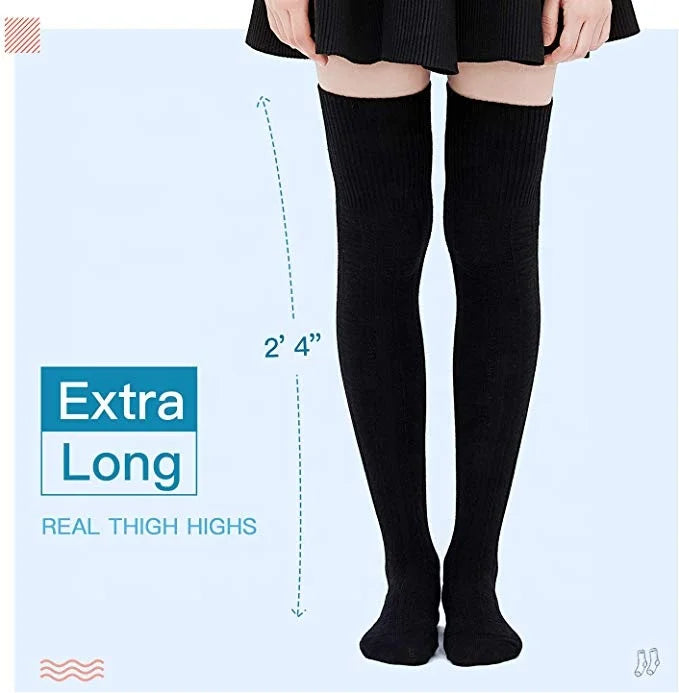 XIANGHUI Girls Extra Long Cotton Thigh High Over the Knee Boot Stockings