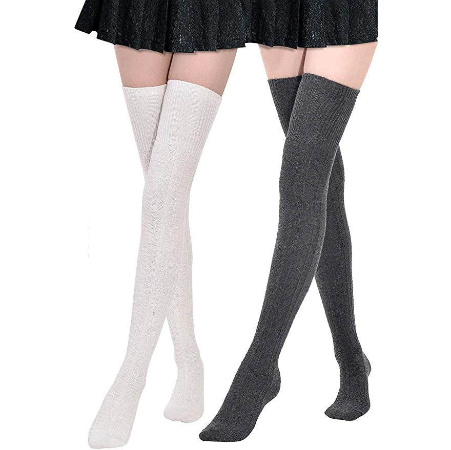 XIANGHUI Custom Extra Long Cotton Thigh High Socks Over the Knee High Boot Stockings Cotton Leg Warmers