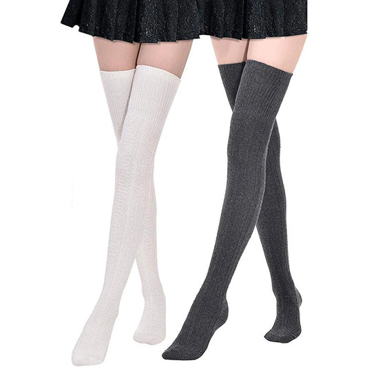 XIANGHUI Custom Extra Long Cotton Thigh High Socks Over the Knee High Boot Stockings Cotton Leg Warmers
