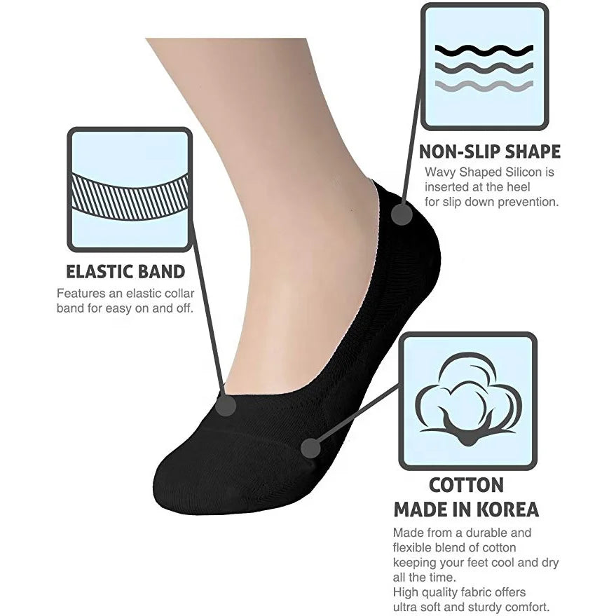 XIANGHUI Womens Casual No-show Socks Flat Boat Line Non-Slip Grip With Silicone Anti-slip