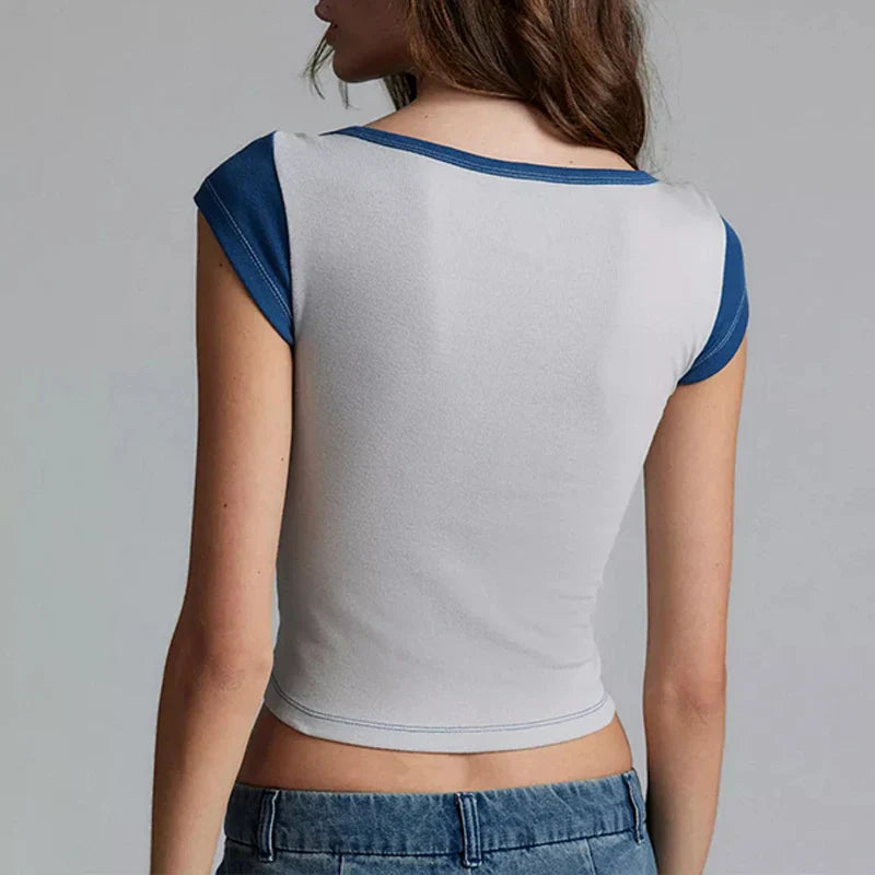 China Manufacturer Casual Womens Blouses Shirts Girl's Slim Short Shirts for Women Short Sleeve Boat Neck Tee