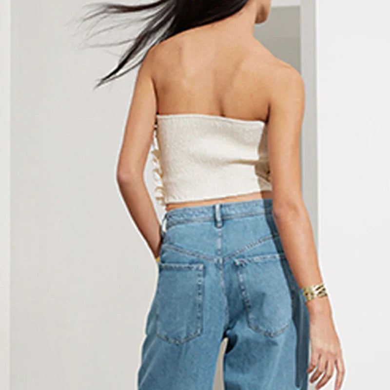 China Manufacturer Chic Fashion Crop Tops Summer Hot Sexy Corset Tops Sweet Floral Bustier Top