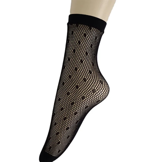 Factory Direct Sale Custom Logo Black Ankle Fishnet Lace Kneehi Short Socks for Women