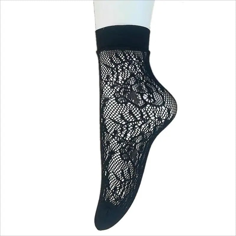 Factory Direct Sale Custom Logo Elastic Black Ankle Fishnet Kneehi Short Socks for Women