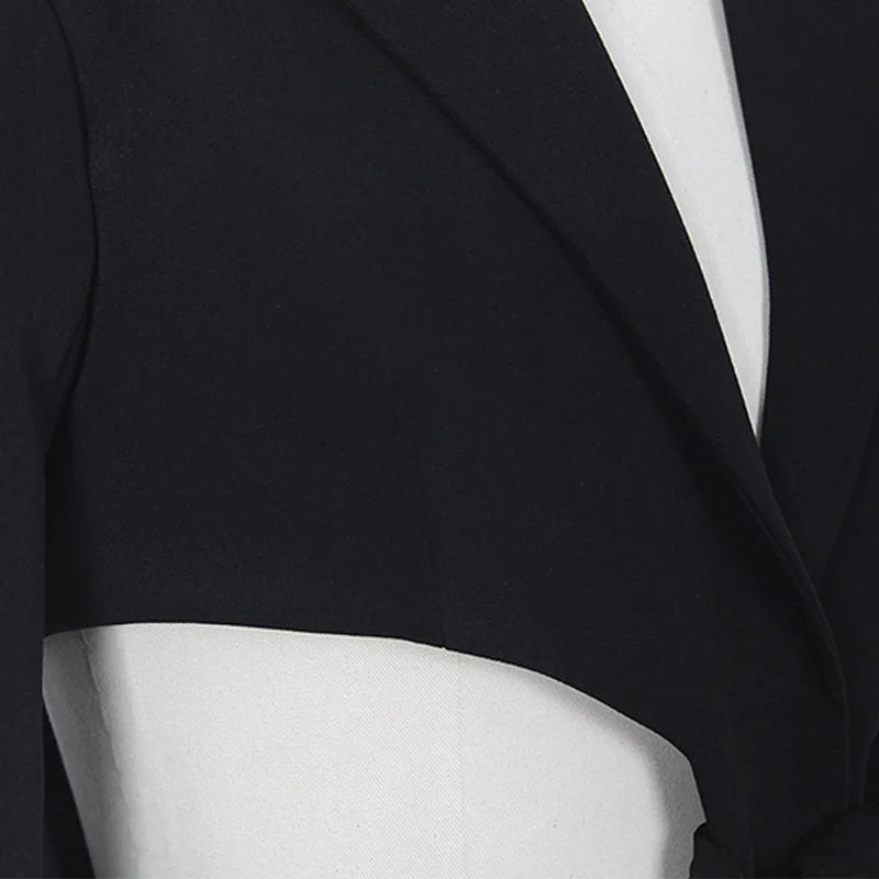 AL 24T149 Long Sleeve Blazers Ladies Women Lace-Up Polyester Women's Winter Coat Open-Waisted Design Blazer De Mujer