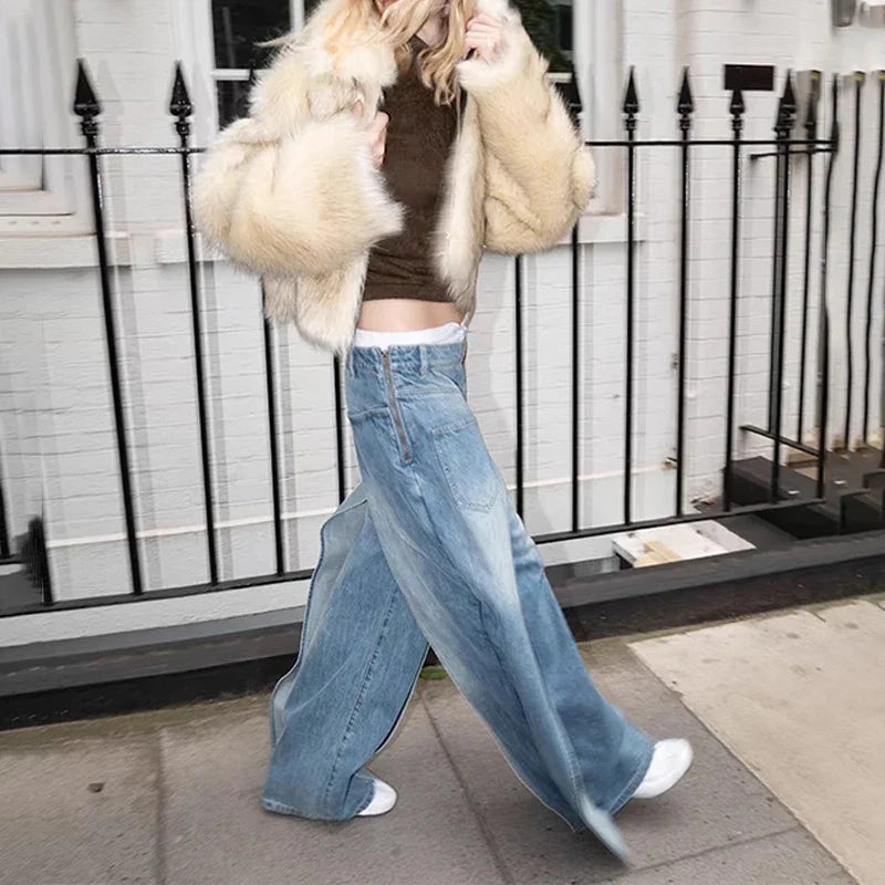 SF AL 24T293 Eco-Friendly Women Faux Fox Fur Coat Lapel Short Coats for Women Long Sleeves Ladies Faux Fur Coat