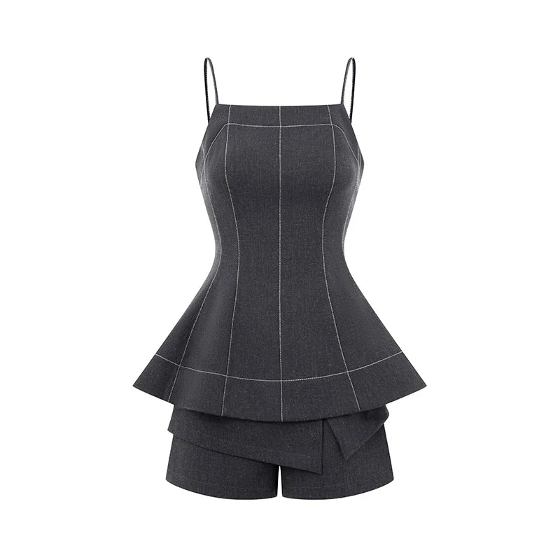 SF AL 24S040 Blazer Set for Women Lapel Thin Patchwork Ladies Suit Loose Wide-Legged Trousers Polyester Women Suits Set