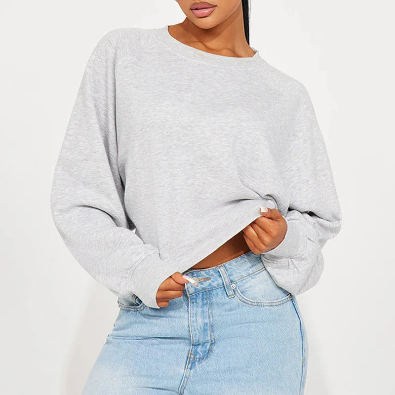 SF AL 24T098 Long Sleeve Lounge Sweatshirt Women Blouse Open Back Woman Hoodie Cotton Polyester Women's Hoodies