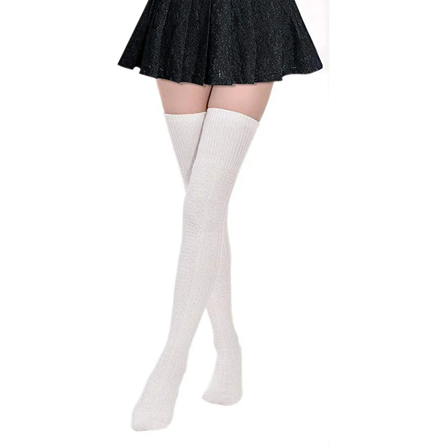 XIANGHUI Custom Extra Long Cotton Thigh High Socks Over the Knee High Boot Stockings Cotton Leg Warmers