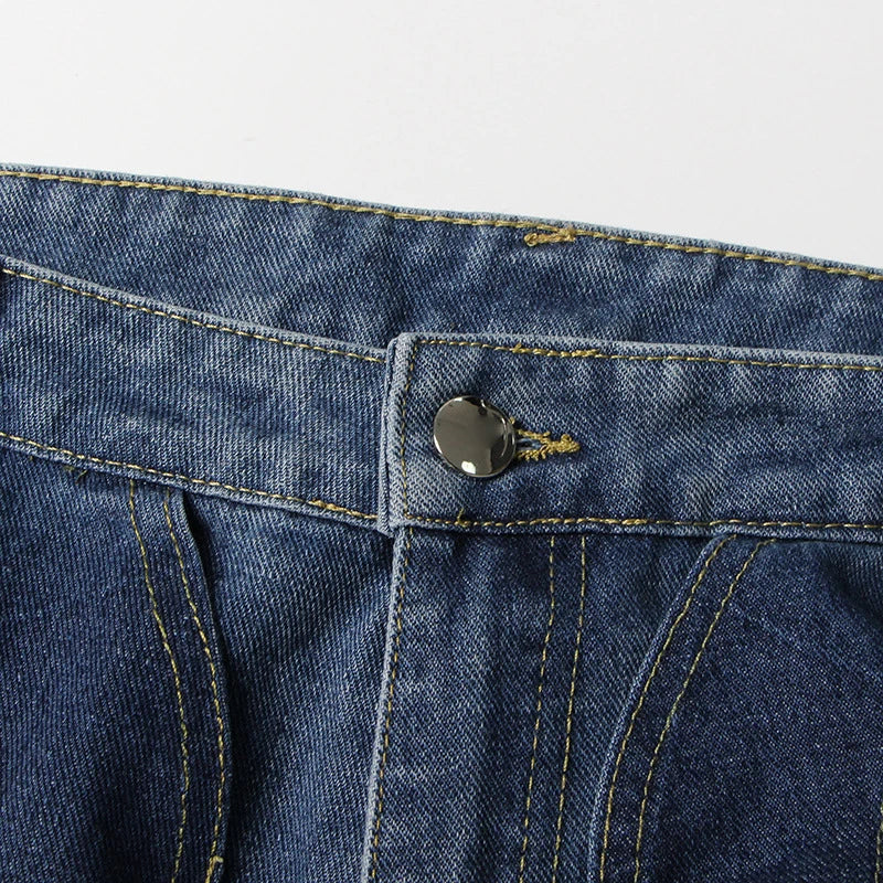 SF AL 24B038 Twisted Wide Leg Pants Women High Waist Women Jeans Pants High Street Cotton Colour Clash Women's Pants Trousers