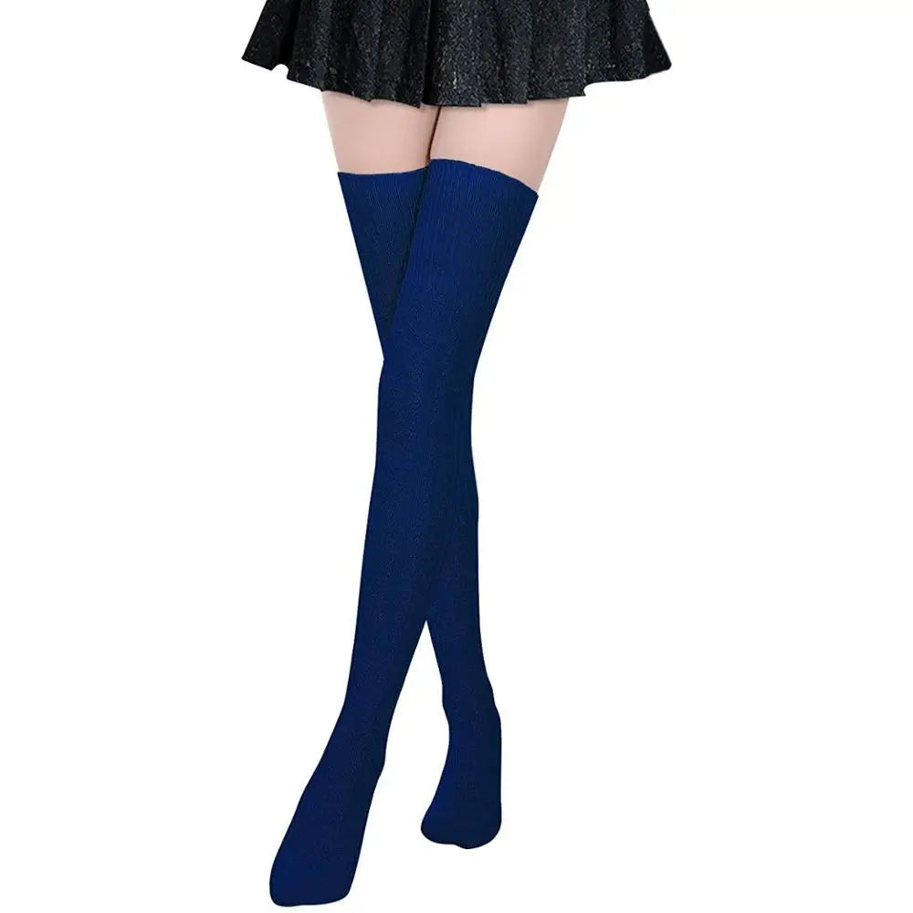 XIANGHUI Custom Extra Long Cotton Thigh High Socks Over the Knee High Boot Stockings Cotton Leg Warmers